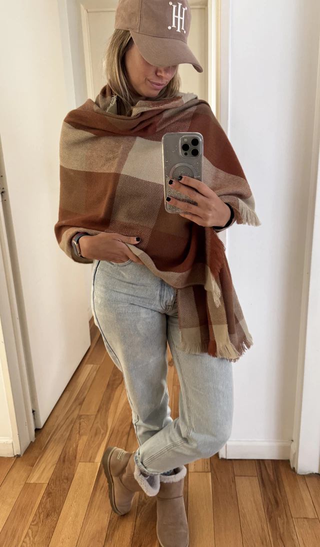PASHMINA CUADROS MOCHA