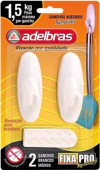 GANCHO PLASTICO COM ADESIVO REMOVIVEL - 1,5KG - 80mm 30mm