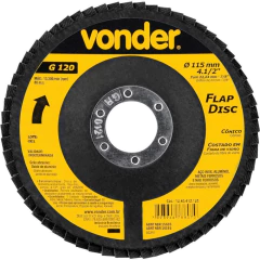 FLAP DISCO CÔNICO 4.1/2" G 80(C.FIBRA) VONDER - KIT 5UN