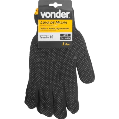 LUVA MALHA 3 FIOS PRETA PIGMENTADA ENCARTELADA VONDER - KIT 10UN - comprar online