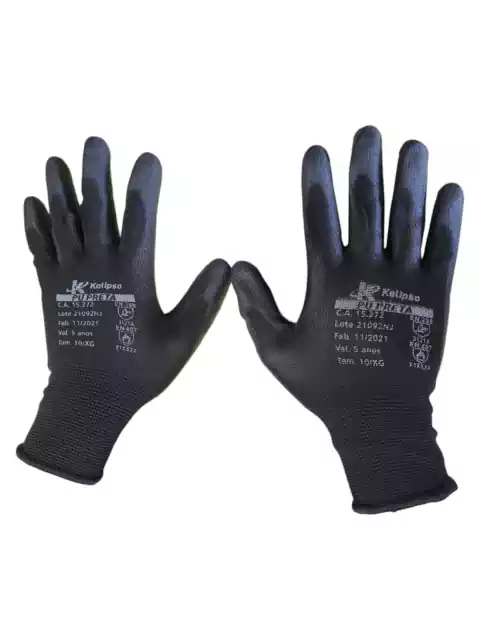 LUVA PANO KALIPSO PU PRETA KIT COM 10UN