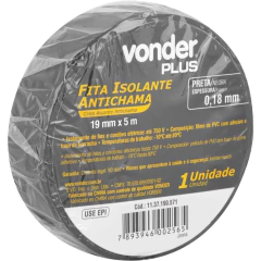 FITA ISOLANTE 19MMX05M PRETA VONDER PLUS - comprar online