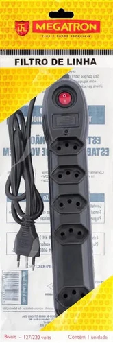 FILTRO DE LINHA PROTETOR 5 TOMADAS PRETO na internet