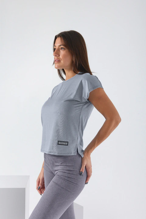 REMERA BRICKS GRIS PLATA