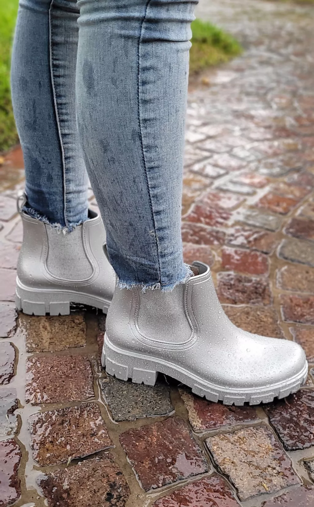 Bota de lluvia Plateado