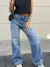 Jean wide leg strass