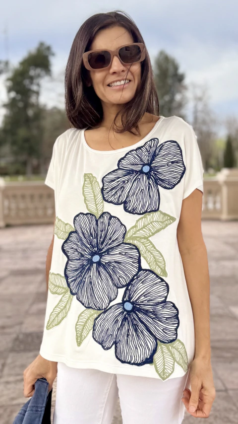 Remera CLOROROFILA Bordada Deep Ocean