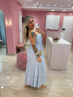 VESTIDO LONGO MULTIFORMAS AZUL na internet