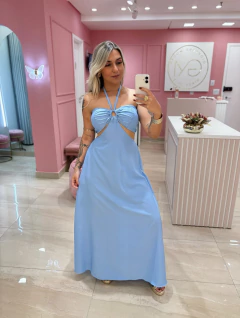 VESTIDO LONGO MULTIFORMAS AZUL