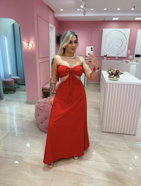 VESTIDO LONGO MULTIFORMAS VERMELHO