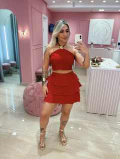 CONJUNTO CROPPED + SHORT SAIA VERMELHO na internet