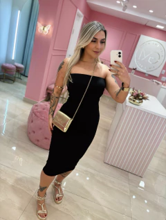 VESTIDO RETO MIDI PRETO