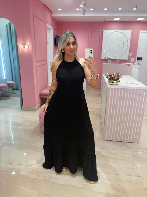 VESTIDO + COSTAS NUA LONGO PRETO