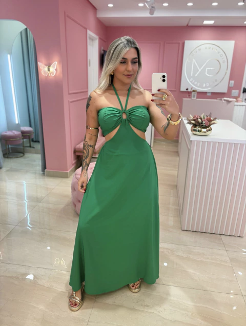 VESTIDO LONGO MULTIFORMAS VERDE BANDEIRA