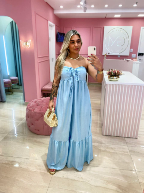 VESTIDO LONGO MULTIFORMAS AZUL