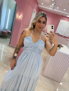 VESTIDO LONGO MULTIFORMAS AZUL - comprar online