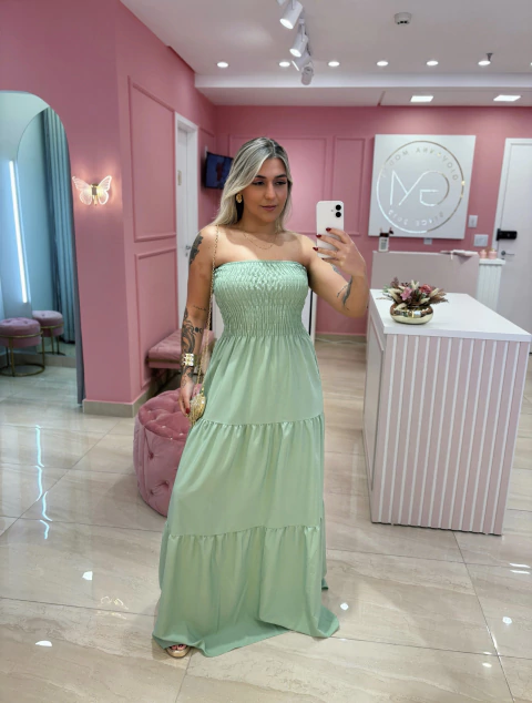 VESTIDO LONGO VERDE MENTA