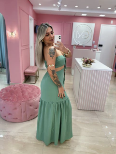 VESTIDO LONGO MULTIFORMAS VERDE MENTA - comprar online