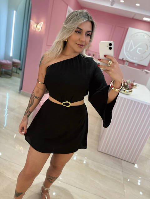 MACACÃO UM OMBRO SÓ PRETO