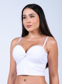 Top Cropped em Microfibra Tomara Que Caia Branco 9001