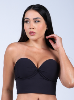 Top Cropped em Microfibra Tomara Que Caia Preto 9001