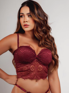 Top Cropped em Renda Tomara Que Caia Bordô 9004 - comprar online
