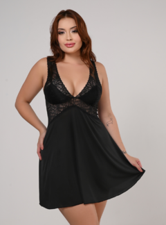 Camisola Com Detalhes Em Renda Sem Bojo Duemes Preto SB539