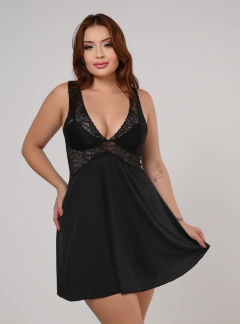 Camisola Com Detalhes Em Renda Sem Bojo Duemes Preto SB539