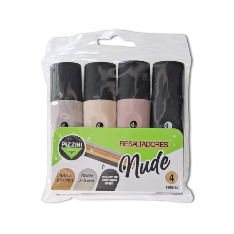 Marcador Pizzini Resaltador X 3 + Marcador Negro Nude - comprar online
