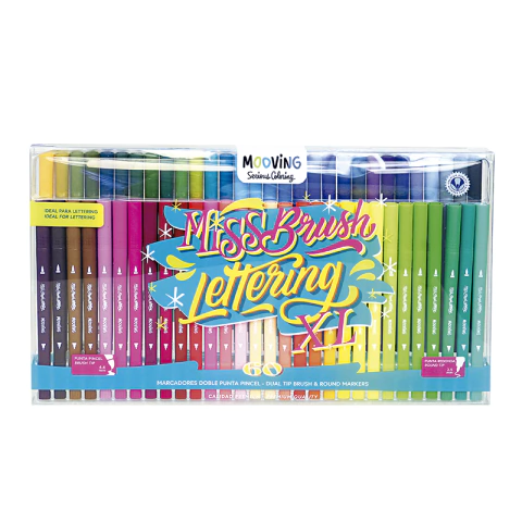Marcador Coloring Mooving Pincel Doble Punta X 60