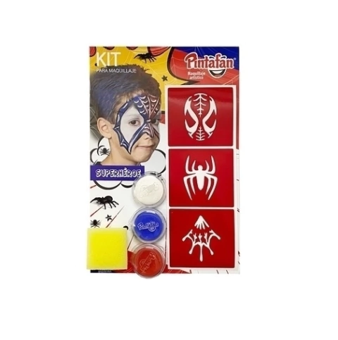 Set Pintura Maquillaje Spiderman + Stencil + Esponja