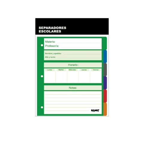 Separador De Materias N°3 6 Pos. Clasico (Rome)