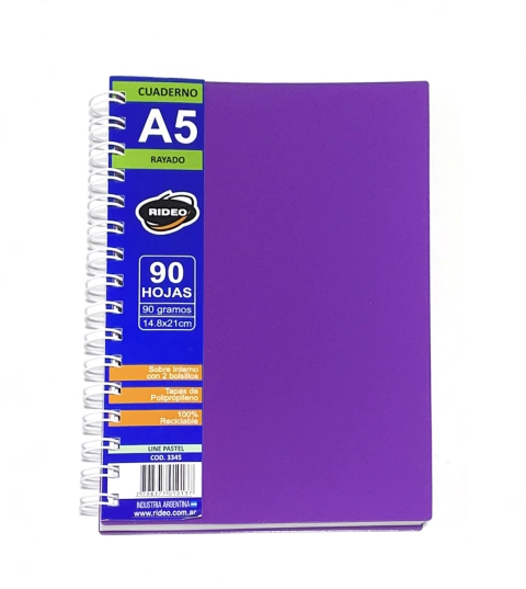 Cuaderno A5 Rideo Line Pastel Hojas Rayadas