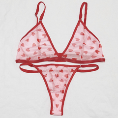 Conjunto de microtul - Corazones rojos