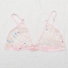 Corpiño de Tul bordado con flores 3D y lentejuelas holográficas - comprar online