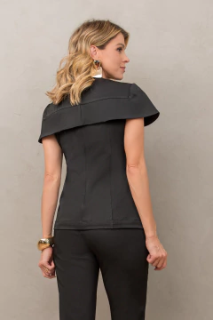 Blusa Dubai Black - Vista Branco Jalecos