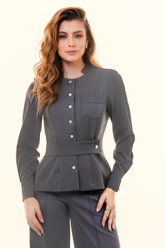 BLUSA DANIELA CINZA MANGA LONGA