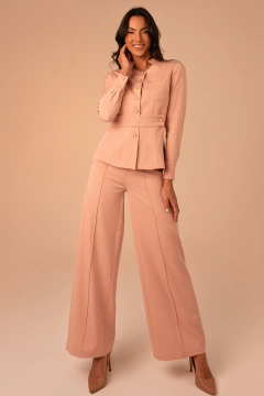 BLUSA DANIELA NUDE MANGA LONGA - Vista Branco Jalecos