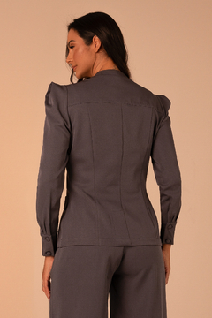 Blusa Yasmin Cinza ML - Vista Branco Jalecos