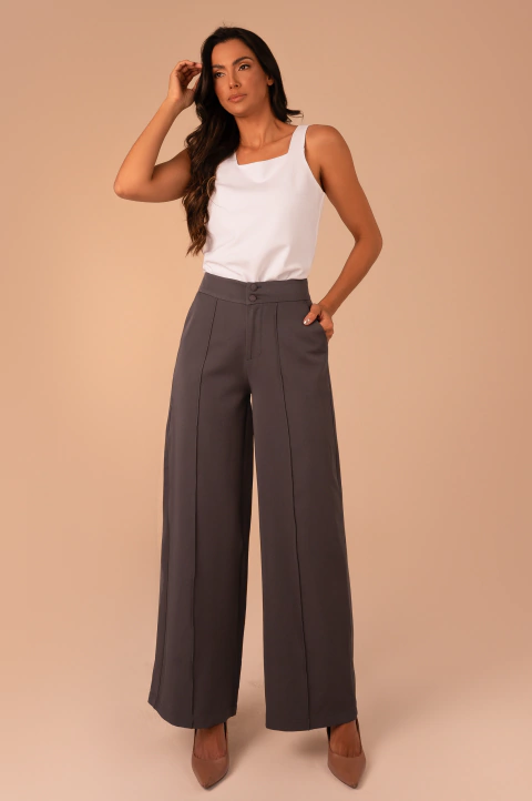 Calça Pantalona Cinza
