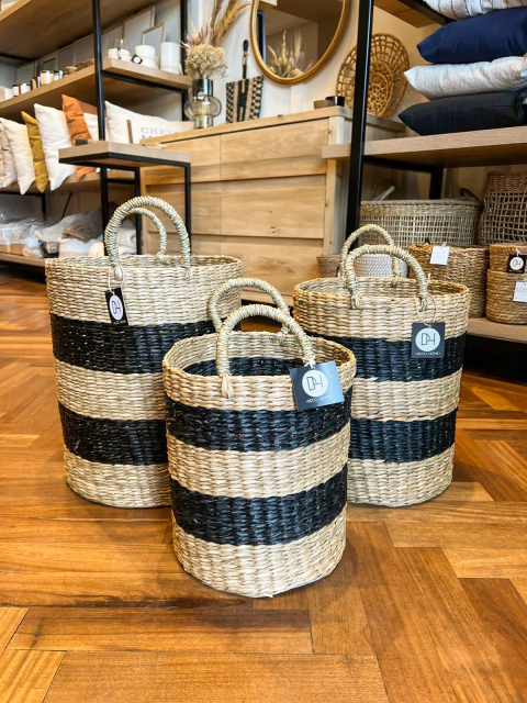 CANASTO FRANJA NEGRA (3 MEDIDAS) - comprar online