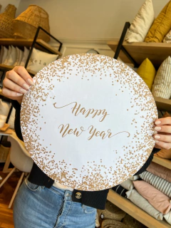 PACK X20 PLATO DE SITIO PAPEL HAPPY NEW YEAR DORADO