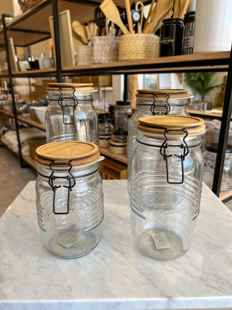 FRASCO HERMETICO TAPA MADERA OLD FASHION (4 medidas) - comprar online