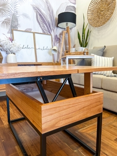 MESA RATONA EXTENSIBLE HIERRO NEGRO Y PARAISO