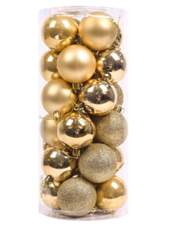 SET X24 BOLAS BRILLANTES/MATE SURTIDAS 6CM DORADO