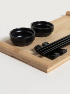 SET DE SUSHI BAMBOO Y PORCELANA NEGRO PARA 2 - comprar online