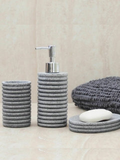 SET BAÑO PIEDRA RAYAS GRIS (3 PIEZAS) - comprar online