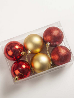 SET X6 BOLAS DE NAVIDAD ROJAS Y DORADAS 6CM