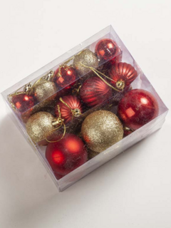 SET X29 BOLAS DE NAVIDAD ROJO Y DORADO