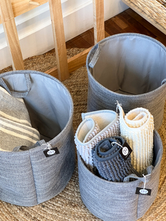 CANASTO DE TELA CIRCULAR GRIS (3 tamaños) - comprar online